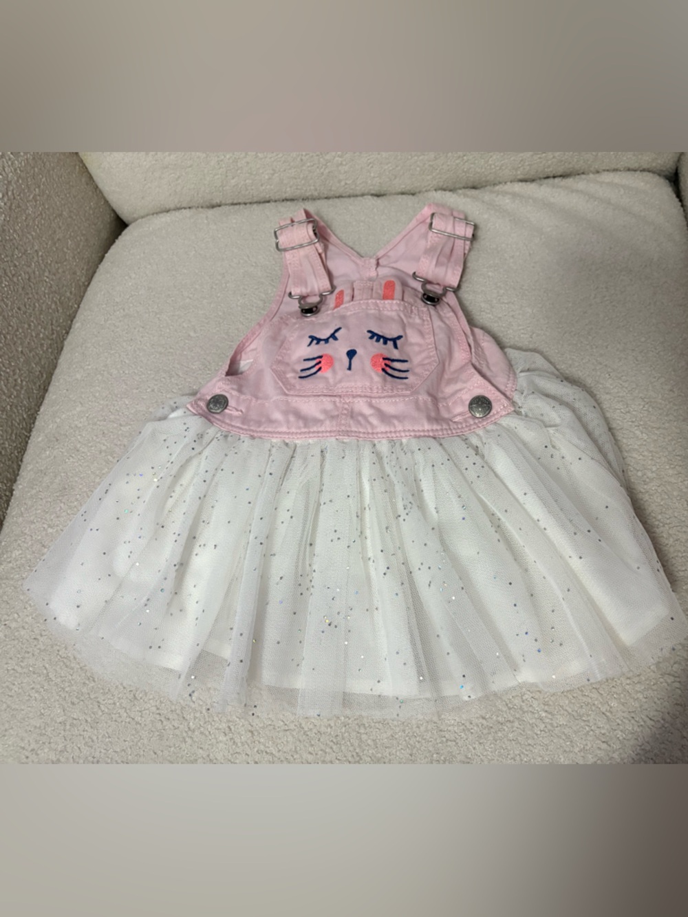 OshKosh B'gosh Pink Embroidered bunny dress overalls